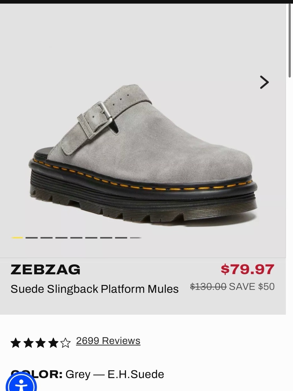 Dr. Martens Grey Suede Slingback Platform Mules